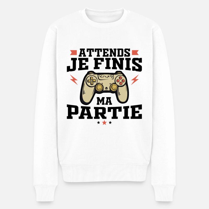 Attends Je Finis ma Partie - Pull Premium bio Homme - blanc
