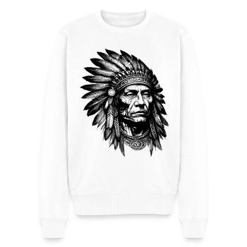 Indianer Häuptling Federschmuck - Männer Premium Bio Pullover - Weiß - Vorne - Thijin (182cm)