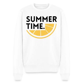 Sommerzeit - Zitrone - Männer Premium Bio Pullover - Weiß - Vorne - Thijin (182cm)