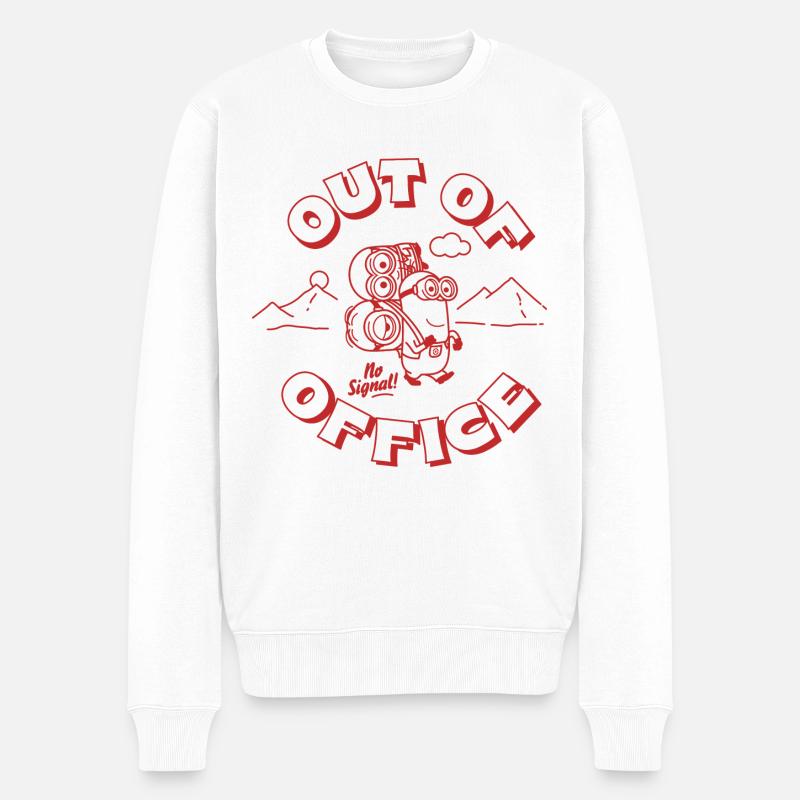 Minions Stuart Bob Kevin Out Of Office - Männer Premium Bio Pullover - Weiß