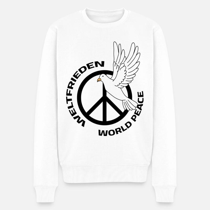 Weltfrieden - World Peace - Männer Premium Bio Pullover - Weiß