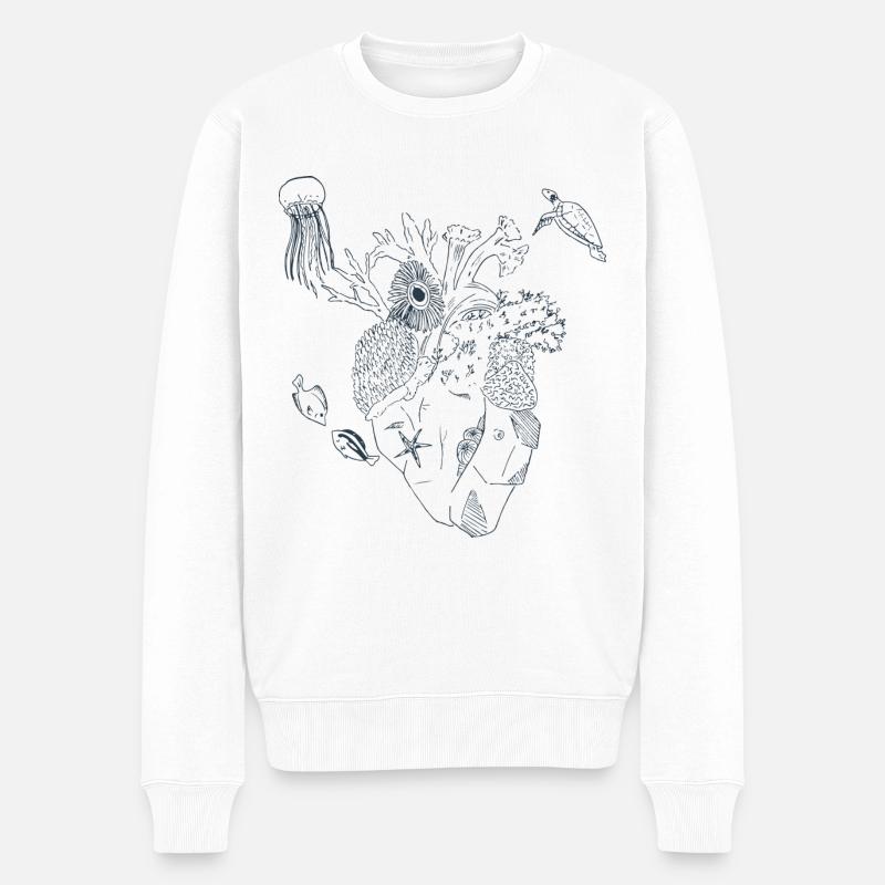 Herz der See (Lineart) - Männer Premium Bio Pullover - Weiß