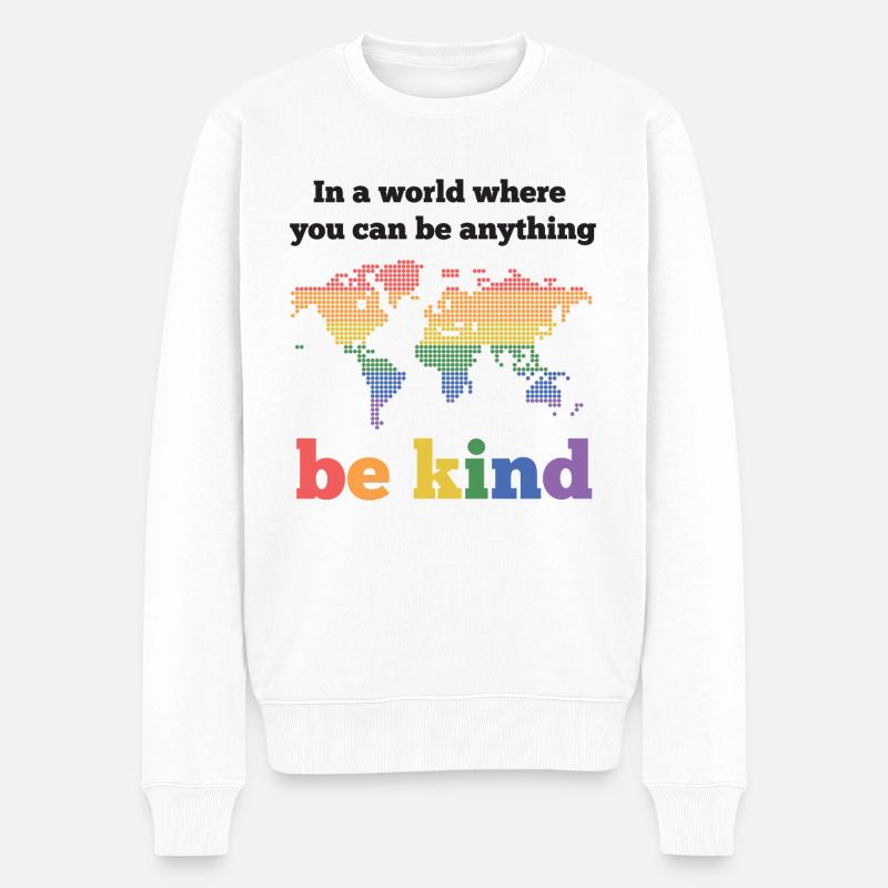 LGBTQ-Pride-Monat - Sei freundlich - Männer Premium Bio Pullover - Weiß