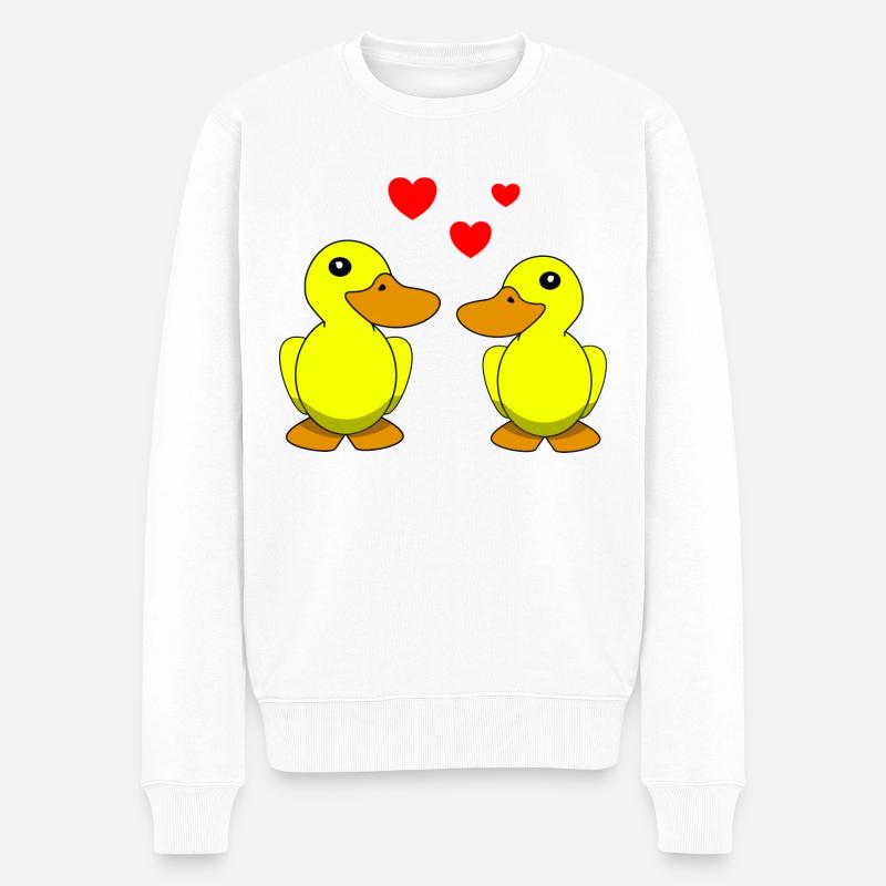 Canards Saint-Valentin - Pull Premium bio Homme - blanc