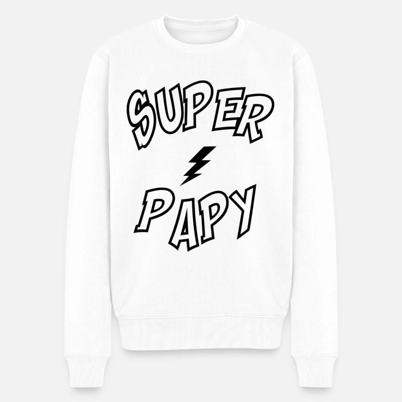 Super papy - Pull Premium bio Homme - blanc