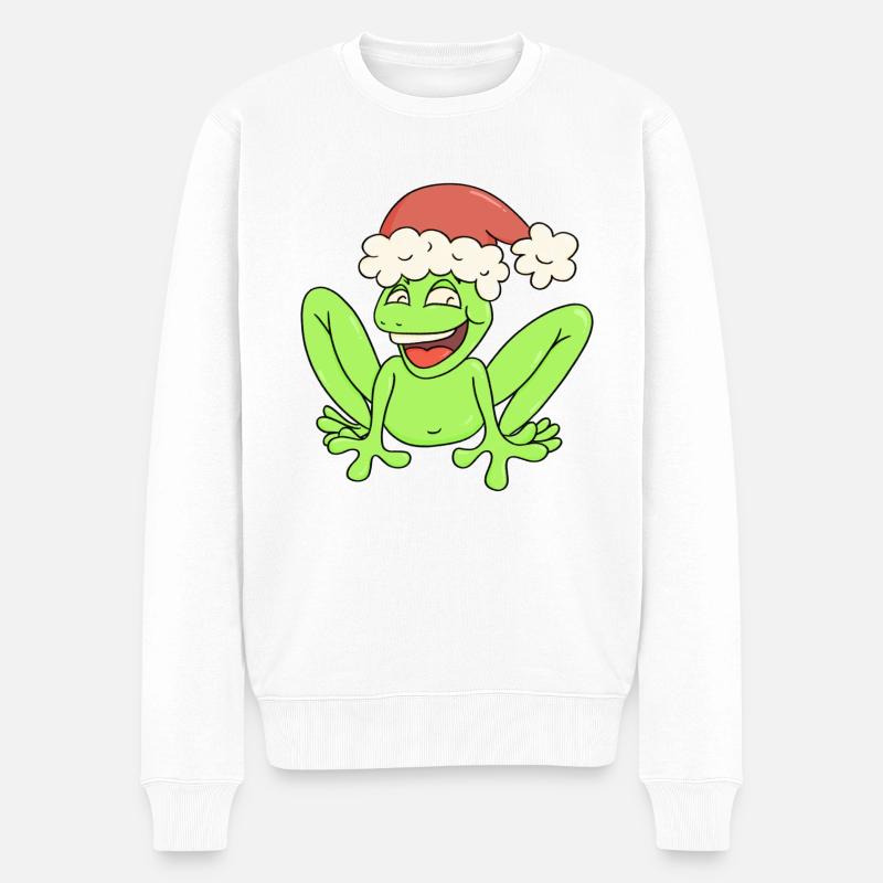 Fröhlicher Weihnachtsfrosch - Männer Premium Bio Pullover - Weiß