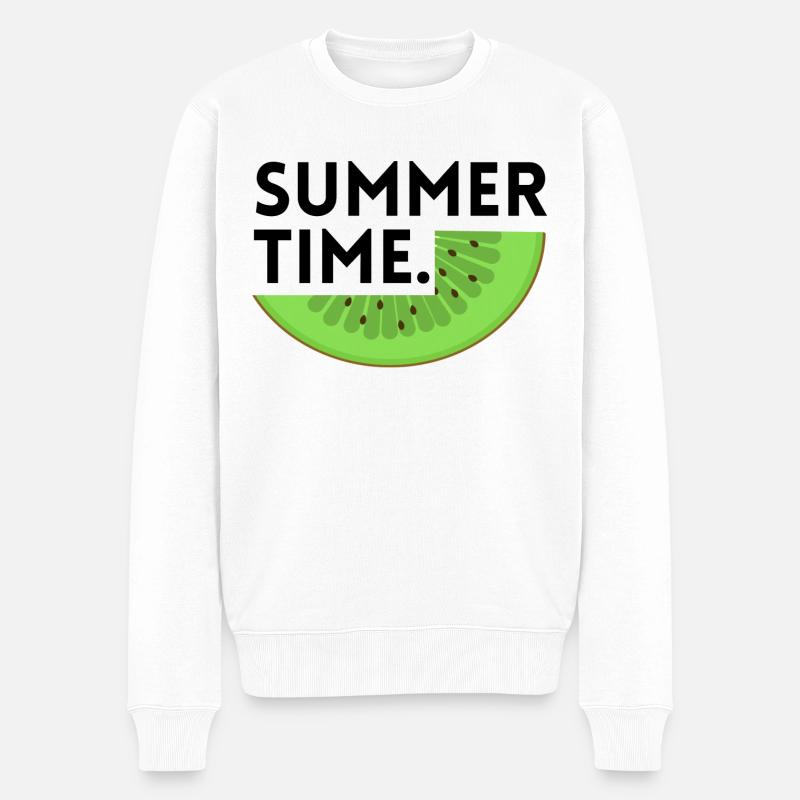 Sommerzeit - Kiwi - Männer Premium Bio Pullover - Weiß
