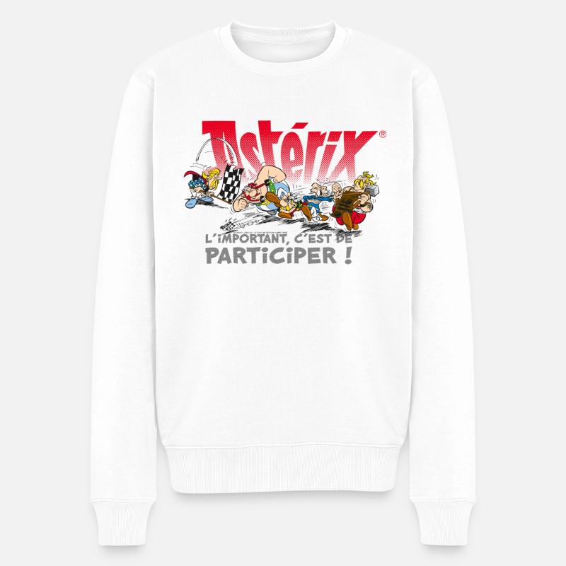 Asterix - Wichtig ist, dass Sie mitmachen! - Männer Premium Bio Pullover - Weiß