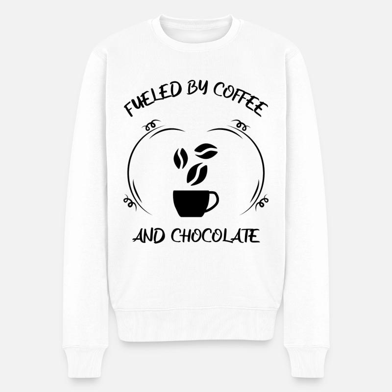 Kaffee Espresso Käffchen & Schokolade - Männer Premium Bio Pullover - Weiß
