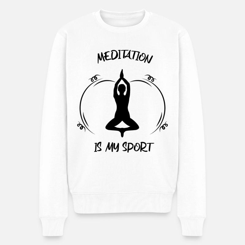 Meditaion - Männer Premium Bio Pullover - Weiß