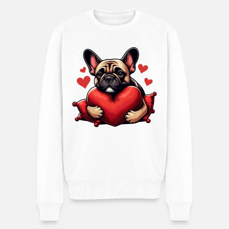 Frenchie Welpen Geschenke - Männer Premium Bio Pullover - Weiß