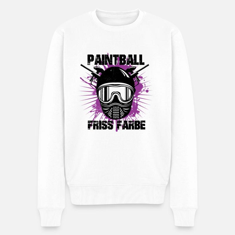 Paintball - Friss Farbe - Männer Premium Bio Pullover - Weiß