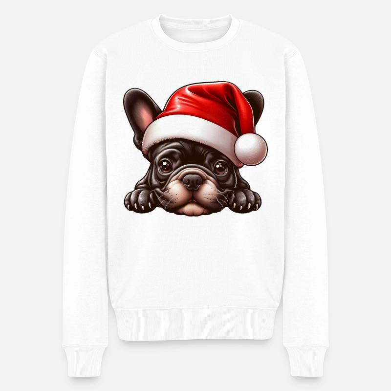 Frenchie Welpen Geschenke - Männer Premium Bio Pullover - Weiß