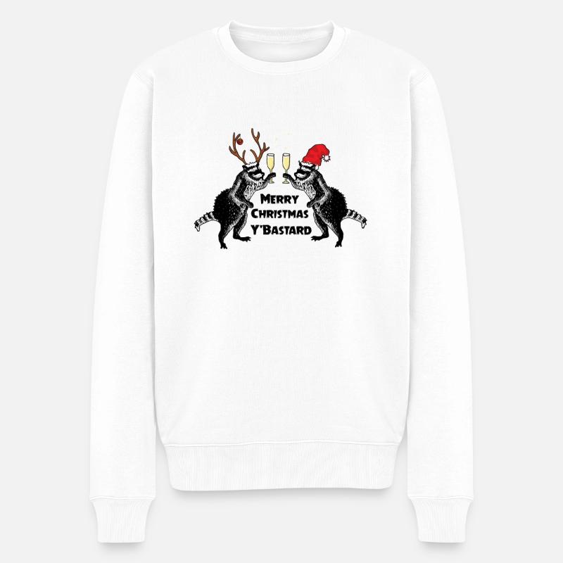 Weihnachts-Waschbären - Männer Premium Bio Pullover - Weiß