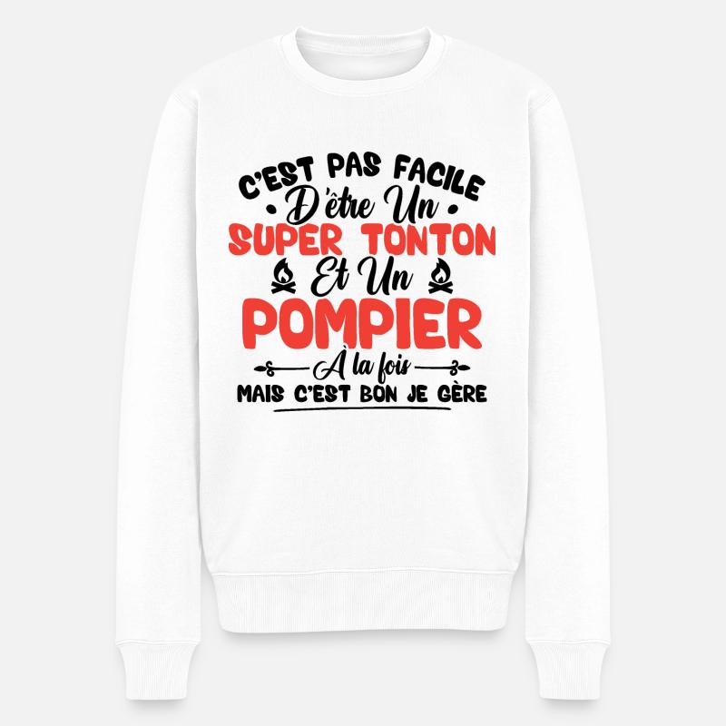 Super tonton et Pompier - Pull Premium bio Homme - blanc