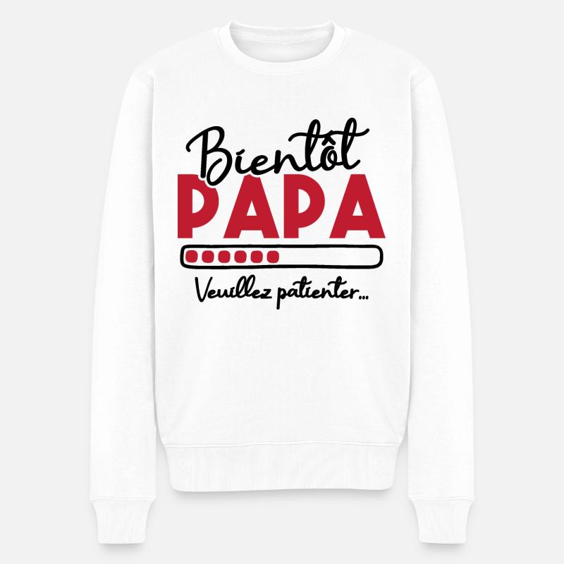 Bientôt papa veuillez patienter - Pull Premium bio Homme - blanc