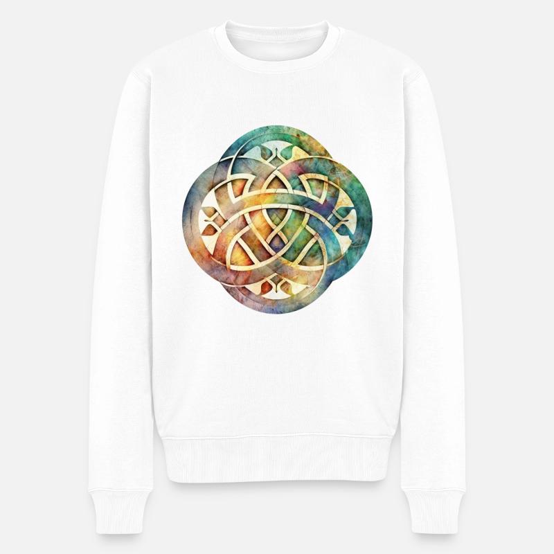 Symbole coloré des aquarelles à nœud celtique - Pull Premium bio Homme - blanc