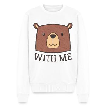 Bear With Me - Men's Premium Organic Jumper - white - Front - Thijin (182cm)