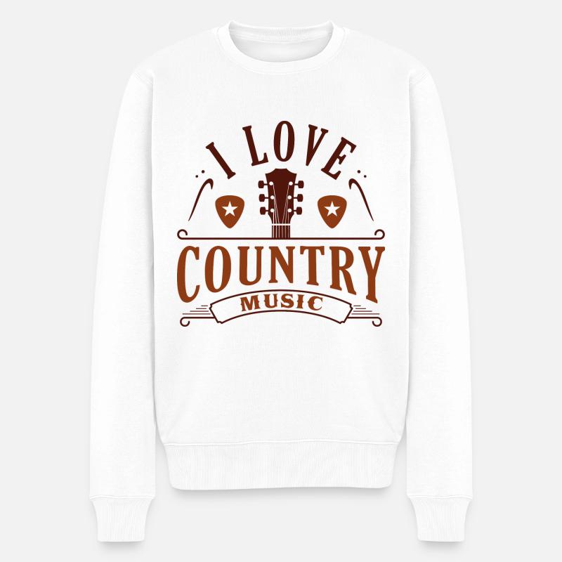 I Love Country Music - Männer Premium Bio Pullover - Weiß