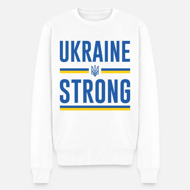 Ukraine stark - Männer Premium Bio Pullover - Weiß