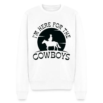 Je suis ici pour les Cowboys - Pull Premium bio Homme - blanc - Devant - Thijin (182cm)