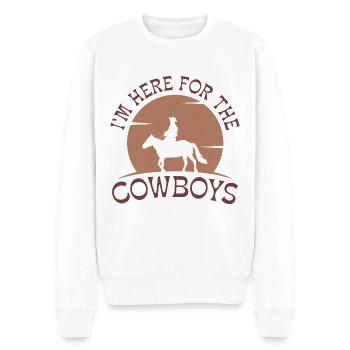 Je suis ici pour les Cowboys - Pull Premium bio Homme - blanc - Devant - Thijin (182cm)