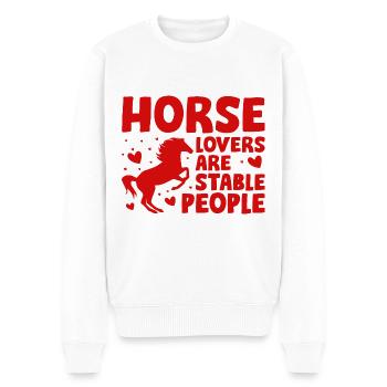 Les amoureux des chevaux sont des gens d’écurie - Pull Premium bio Homme - blanc - Devant - Thijin (182cm)