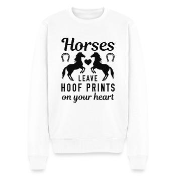 Les chevaux laissent des empreintes de sabots sur votre cœur - Pull Premium bio Homme - blanc - Devant - Thijin (182cm)