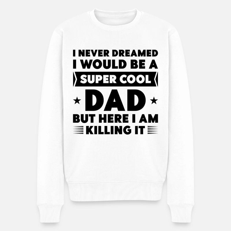 Super cooler Papa - Männer Premium Bio Pullover - Weiß