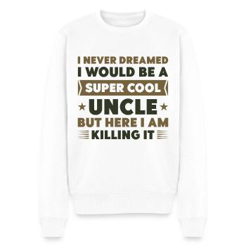 Super Cool Uncle - Men's Premium Organic Jumper - white - Front - Thijin (182cm)