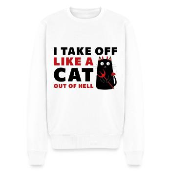 I Take Off Like A Cat Out Of Hell - Men's Premium Organic Jumper - white - Front - Thijin (182cm)