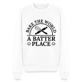 Bake The World A Batter Place - Pull Premium bio Homme - blanc - Devant - Thijin (182cm)