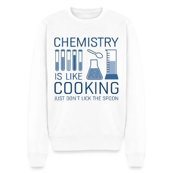 La chimie, c’est comme la cuisine - Pull Premium bio Homme - blanc - Devant - Thijin (182cm)