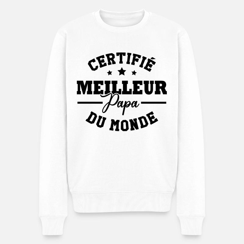 Certifié meilleur papa du monde - Pull Premium bio Homme - blanc