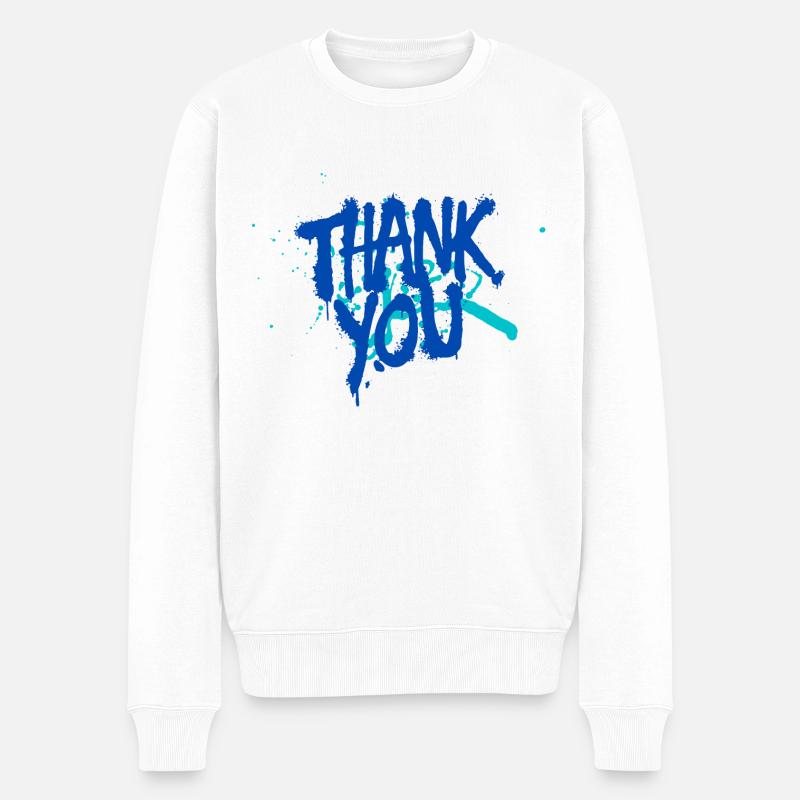 Thank you! Graffiti - Pull Premium bio Homme - blanc