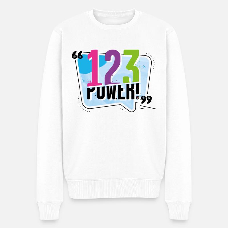 Die Drei !!! 1, 2, 3 Power! - Männer Premium Bio Pullover - Weiß