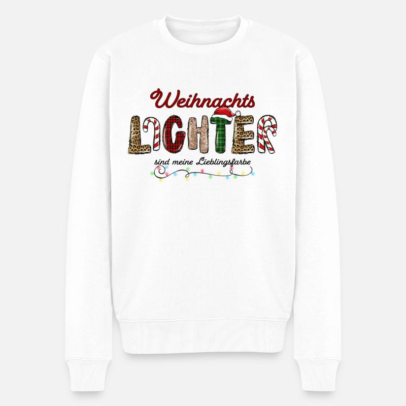 Weihnachten lustige Sprüche Weihnachtslichter Xmas - Männer Premium Bio Pullover - Weiß