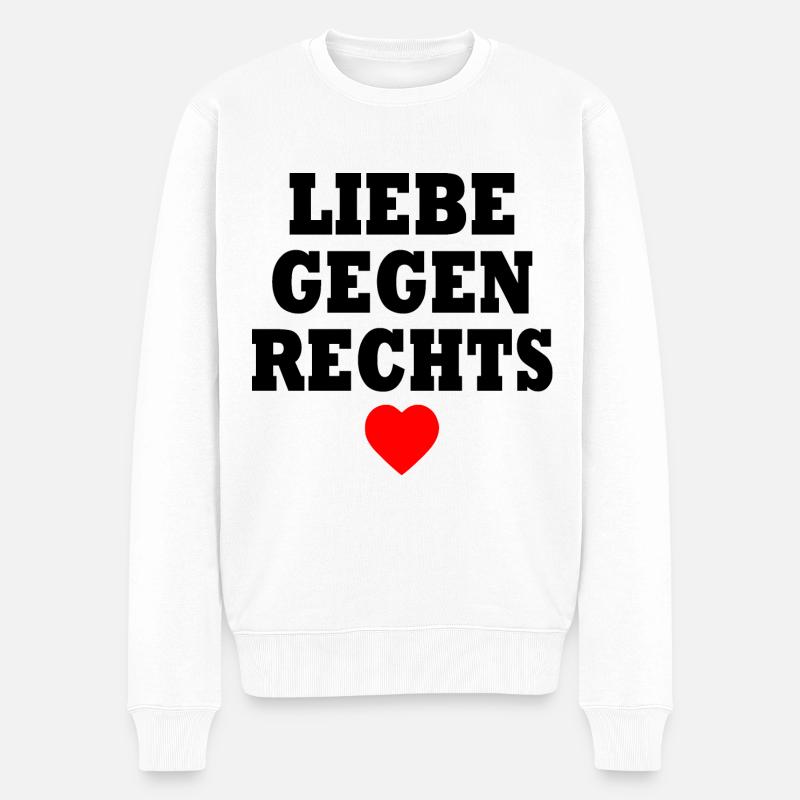 Liebe gegen rechts - Männer Premium Bio Pullover - Weiß