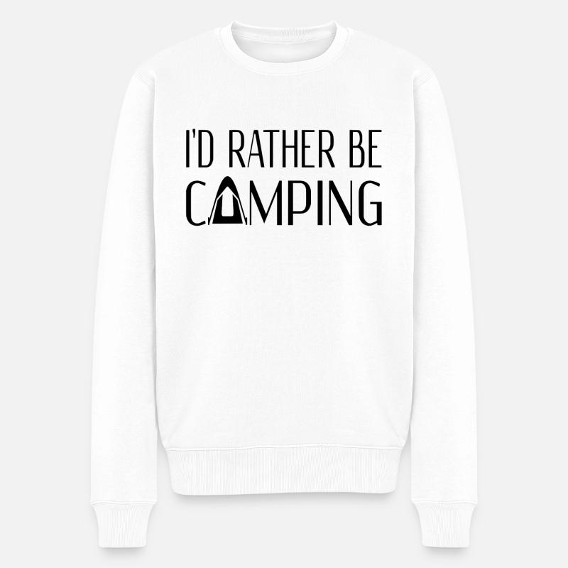 Ich würde lieber campen - Männer Premium Bio Pullover - Weiß