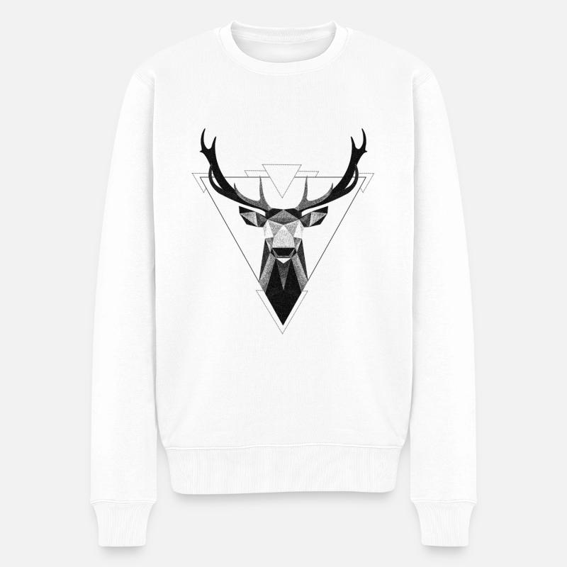 Hirsch geometrisch - Männer Premium Bio Pullover - Weiß