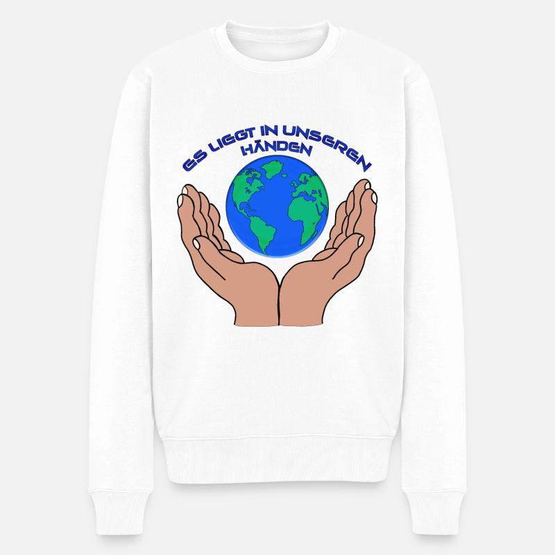Save the World - Männer Premium Bio Pullover - Weiß