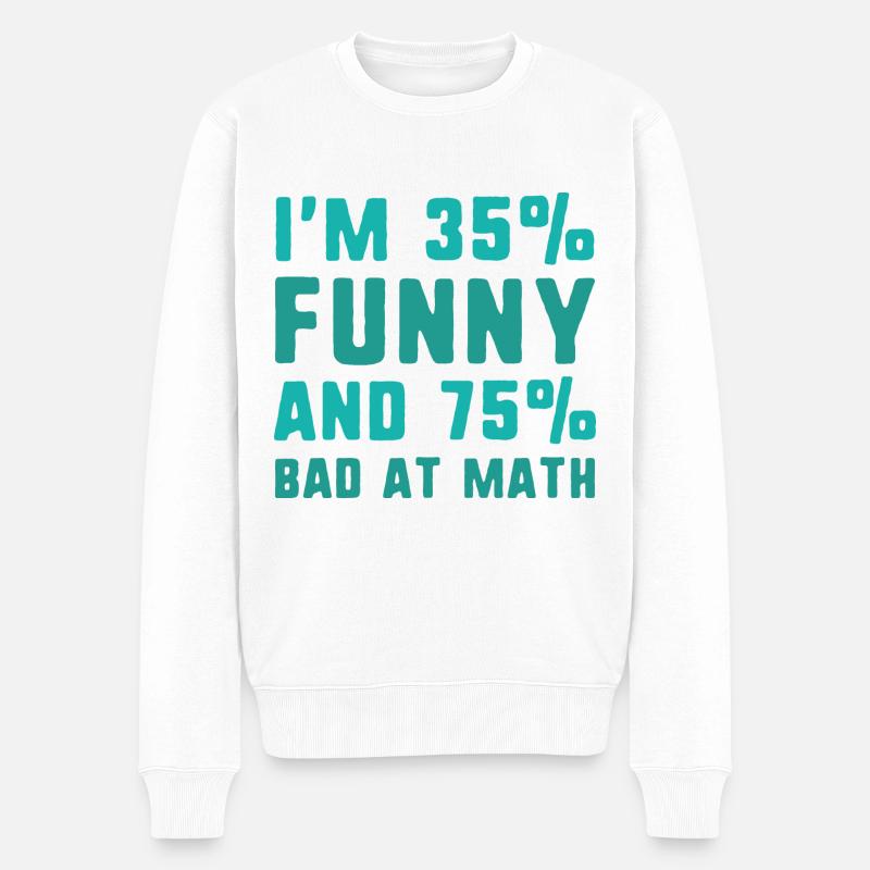 Ich bin zu 35 Prozent lustig - Männer Premium Bio Pullover - Weiß