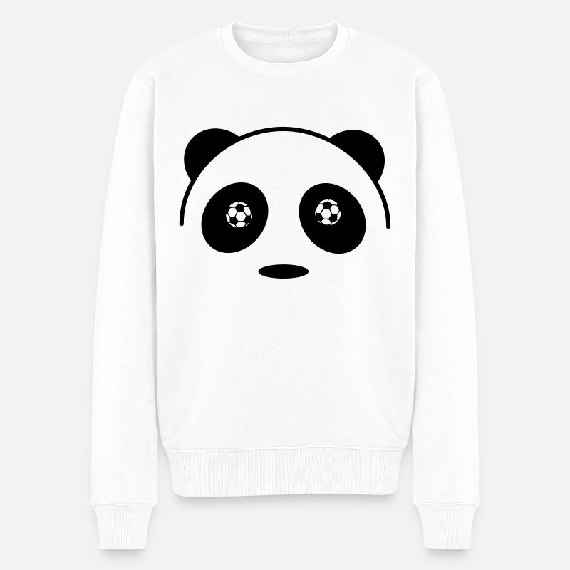 Panda und Fußball - Männer Premium Bio Pullover - Weiß