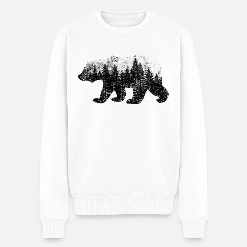 Bär (Wald, used) - Männer Premium Bio Pullover - Weiß