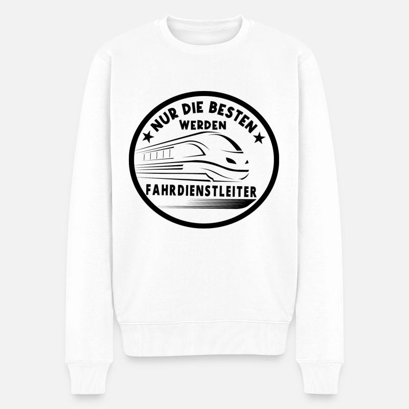 Fahrdienstleiter und Eisenbahner Sprüche - Männer Premium Bio Pullover - Weiß