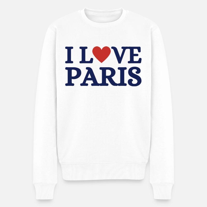 I Love Paris - J’aime Paris - Pull Premium bio Homme - blanc
