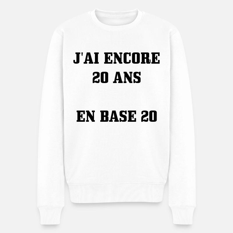 Tee Shirt 40 ans [ 20 ans en base 20 ] - Pull Premium bio Homme - blanc