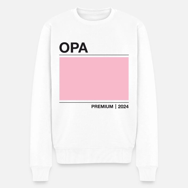 Opa Premium 2024 rosa - Männer Premium Bio Pullover - Weiß