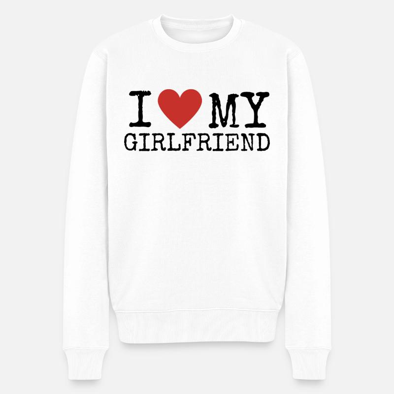 Ich liebe meine Freundin - Männer Premium Bio Pullover - Weiß