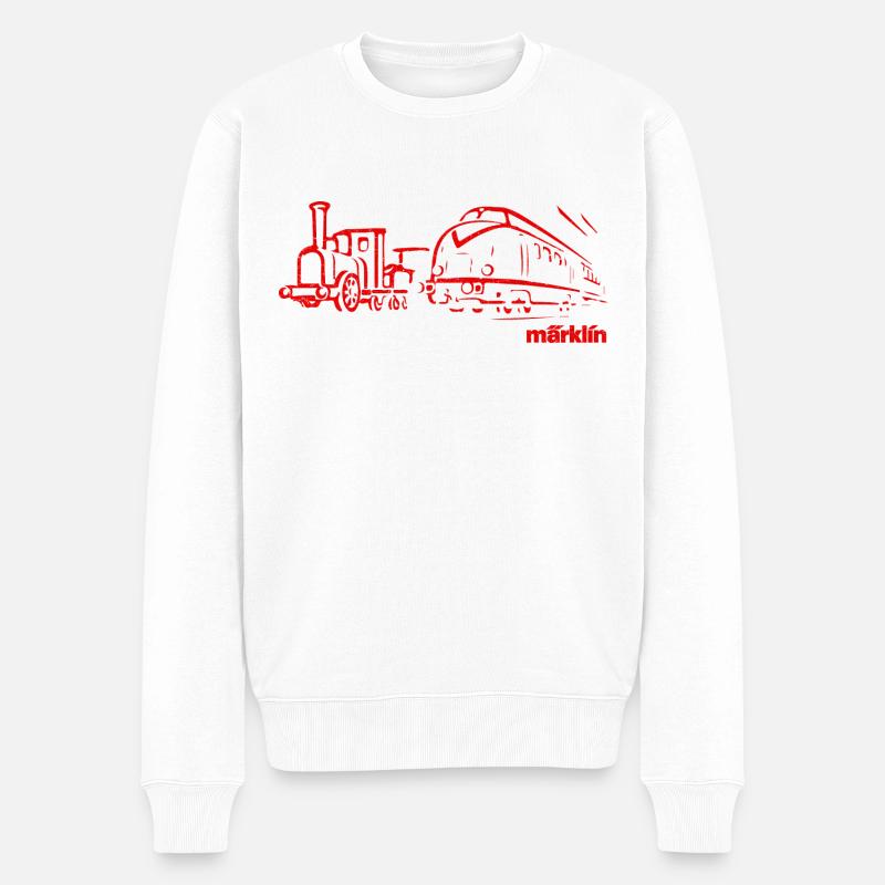Märklin Eisenbahnen Line Art - Männer Premium Bio Pullover - Weiß